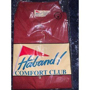 Vintage Deadstock Haband Comfort Club Short Sleeve Collared Red Knit Shirt - Med